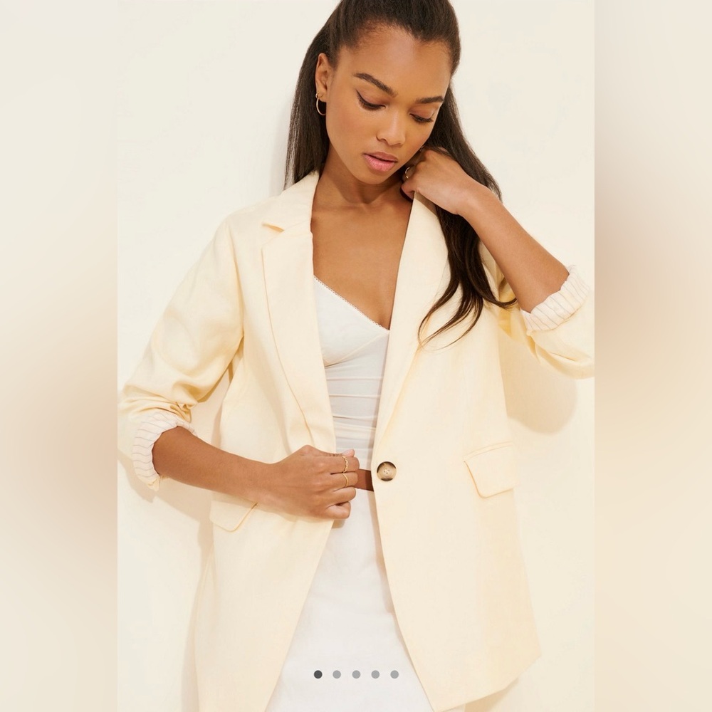 Mauve Soft Butter Yellow Single-Button Blazer
